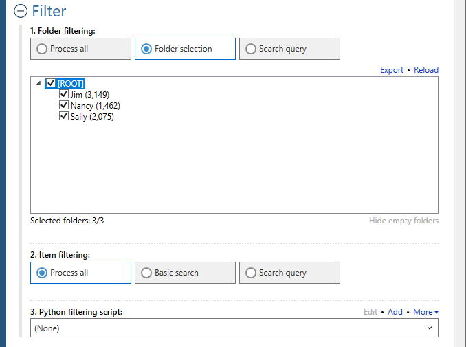 Setting any filters before conversion process