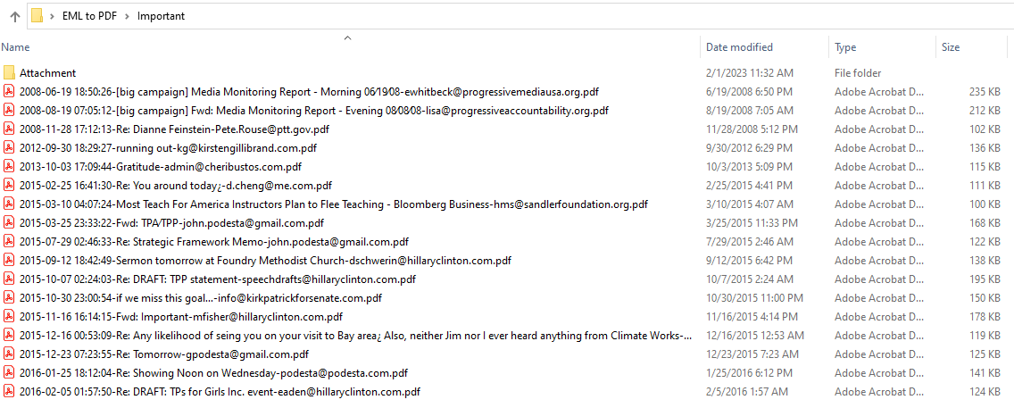 PDF nombres de archivo tras la conversión con Aid4Mail utilizando una &quot;Plantilla de nombre de archivo&quot;.