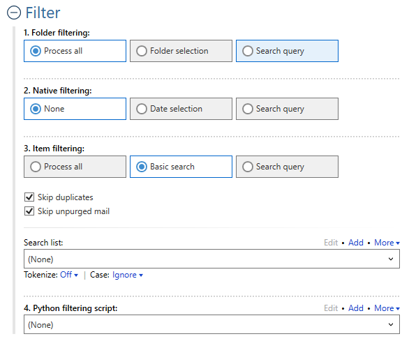 Filter skipping duplicates using basic search