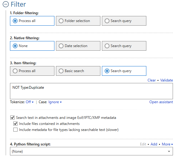 Filter skipping duplicates using search query