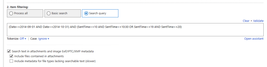 Filter emails by date range and time range